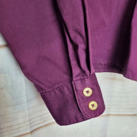 Eddie Bauer Purple Button Down Cotton Pleated Blouse with Collar Size Medium - Picture 4 of 9